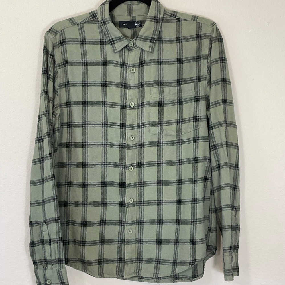 Treasure& Bond Green Plaid Button Down shirt Size 18-20
